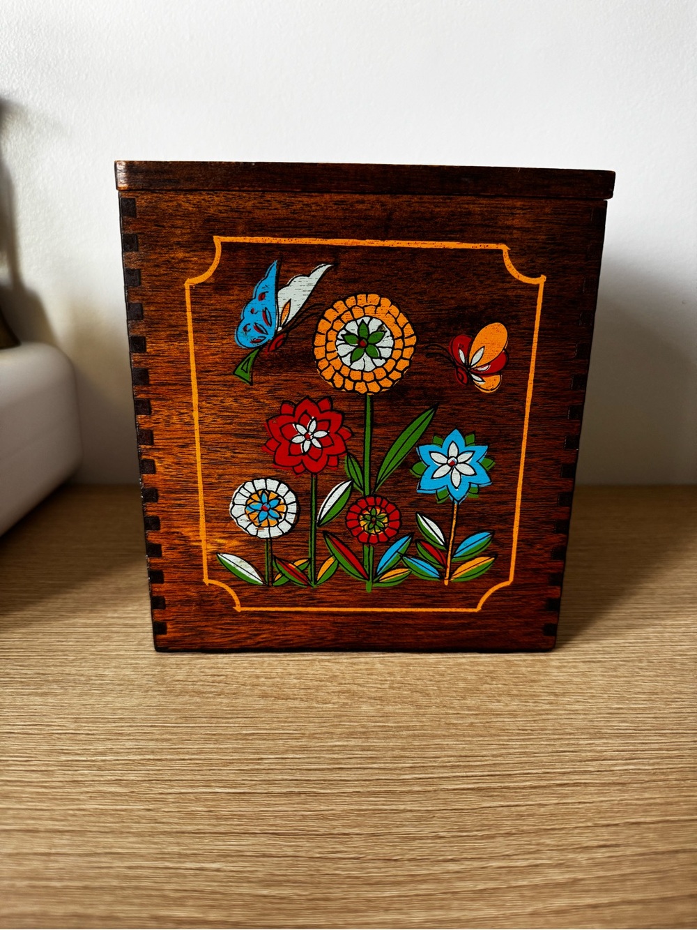 Hand-Painted Floral Wooden Box/Csnisters - Multicolor